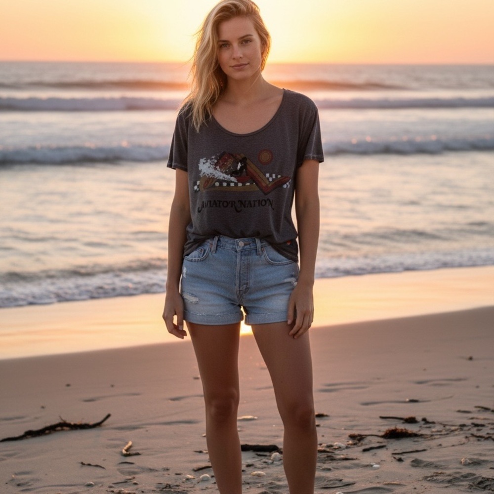 Vintage Aviator Nation Gray High Low Tee